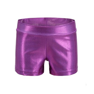 Girls Dance Short Gymnastics Athletic Shorts Sparkle Glitter Tumbling Bottoms (Purple, 120)