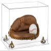 Better Display Cases Acrylic Base and Wall Mountball Catchers Glove Display Case with Clear Case, Gold Risers and Clear Base (A011/V16) view 1