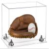 Better Display Cases Acrylic Base and Wall Mountball Catchers Glove Display Case with Clear Case, Silver Risers and Clear Base (A011/V16) view 1