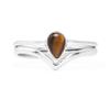 Koral Jewelry Tiger Eye Ethnic Vintage Gipsy Pear Stone Ring 925 Sterling Silver Tribal Boho Chic (7) view 1