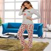 EISHOPEER Cotton Pajamas for Women 2 Piece Cute Printed Autumn and Winter Sleepwear Set Grey S view 2