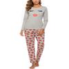 EISHOPEER Cotton Pajamas for Women 2 Piece Cute Printed Autumn and Winter Sleepwear Set Grey S view 4