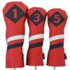 Majek Retro Golf Headcovers Red with White and Blue Stripe Vintage Leather Style 1 3 5 Driver and Fairway Head Covers Fits 460cc Drivers Classic Look view 1