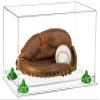 Better Display Cases Acrylic Base and Wall Mountball Catchers Glove Display Case with Clear Case, Green Risers and Clear Base (A011/V16) view 1