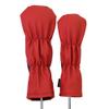 Majek Retro Golf Headcovers Red with White and Blue Stripe Vintage Leather Style 1 & 3 Driver and Fairway Head Cover Fits 460cc Drivers Classic Look view 4