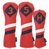 Majek Retro Golf Headcovers Red with White and Blue Stripe Vintage Leather Style 3 5 H Fairway Wood and Hybrid Head Cover Classic Look view 1