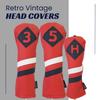 Majek Retro Golf Headcovers Red with White and Blue Stripe Vintage Leather Style 3 5 H Fairway Wood and Hybrid Head Cover Classic Look view 2