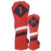Majek Retro Golf Headcovers Red with White and Blue Stripe Vintage Leather Style 1 H Driver and Hybrid Head Cover Classic Look view 1