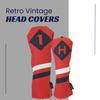 Majek Retro Golf Headcovers Red with White and Blue Stripe Vintage Leather Style 1 H Driver and Hybrid Head Cover Classic Look view 2