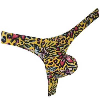 OROCOJUCO Men's Sports Thong Bulge Pouch Tangs Underwear Low Rise Stretchy T-back Hipster G-string Yellow Azalea Large