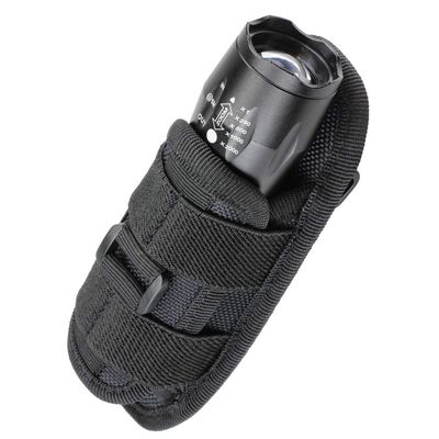 LIVANS Tactical Flashlight Pouch Holster, Rotatable Flashlight Holder Belt Clip Tactical Torch Carry Case with 360 Degree Carabiner Reel Clip