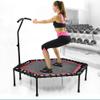 53'' Exercise Fitness Trampoline with Adjustable Handrail Handle Bar for Home Workout Cardio Training, Reinforced Covered Bungee Rope System  Max Limit 330 lbs (Red) view 1