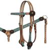 Showman Teal Filigree Headstall & Breast Collar Set w/Copper Rosette Conchos view 1