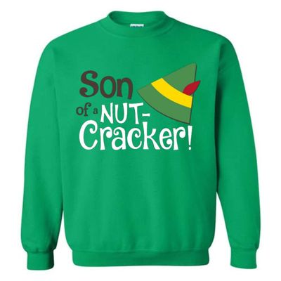 Absurd Ink Son of a Nutcracker - Elf - Sweatshirt (Irish Green, Medium)