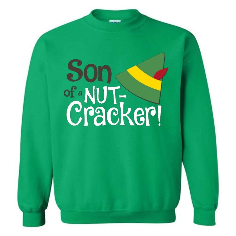 Absurd Ink Son of a Nutcracker - Elf - Sweatshirt (Irish Green, Medium)