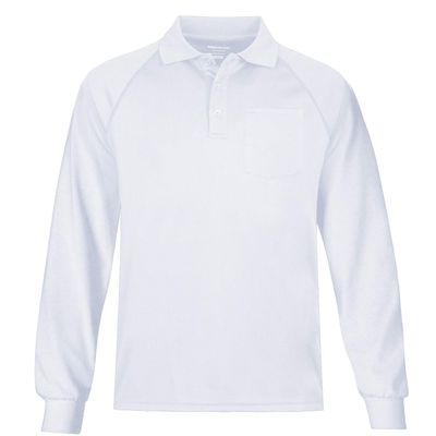MOHEEN Men's Golf Polo Shirts Long Sleeve Casual Solid Dry Fit Collared Shirt 12131 White 2XL