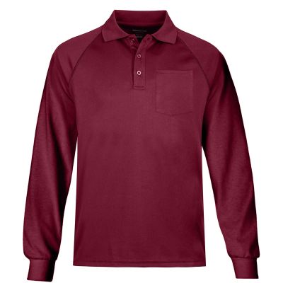 MOHEEN Men's Pique Polo Shirts Long Sleeve Dry Fit Golf Collared Shirt 12131 Burgundy 3XL