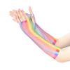 Abberrki Womens Rainbow Fishnet Mesh Fingerless Wrist Gloves Neon Cosplay Wedding Costume Accessory (Rainbow # 2) view 3