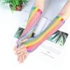 Abberrki Womens Rainbow Fishnet Mesh Fingerless Wrist Gloves Neon Cosplay Wedding Costume Accessory (Rainbow # 2) view 4