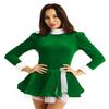 winying Womens Velvet Christmas Ballet Dance Costume High Neck Long Sleeves Bodysuit Figure Ice Skating Leotard Green X-Large view 1