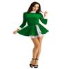 winying Womens Velvet Christmas Ballet Dance Costume High Neck Long Sleeves Bodysuit Figure Ice Skating Leotard Green X-Large view 2