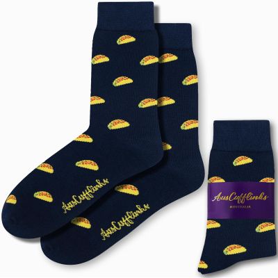 AUSCUFFLINKS Taco Socks for Men Taco Bell Taco Bill Nachos Socks for Her | Mexican Gift for Him | Xmas Gift for Work Colleague | Bday Gift for Guys (Tacos)