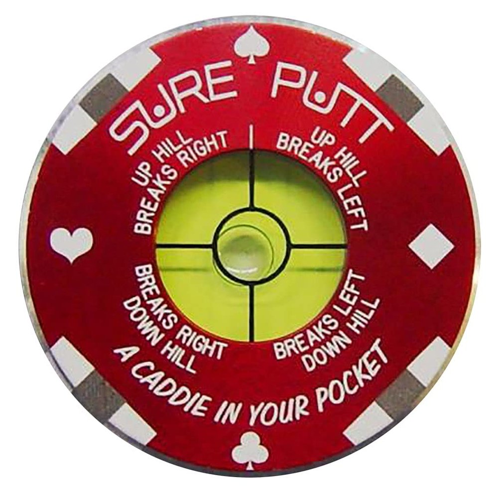 Sure Putt Pro - Golf Putting Aid & Green Reader - Red Poker Chip