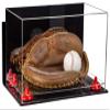 Better Display Cases Acrylic Base and Wall Mountball Catchers Glove Display Case with Mirror Case, Red Risers, Clear Base and Wall Mount (A011/V16) view 1