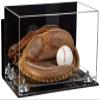 Better Display Cases Acrylic Base and Wall Mountball Catchers Glove Display Case with Mirror Case, Silver Risers, Clear Base and Wall Mount (A011/V16) view 1
