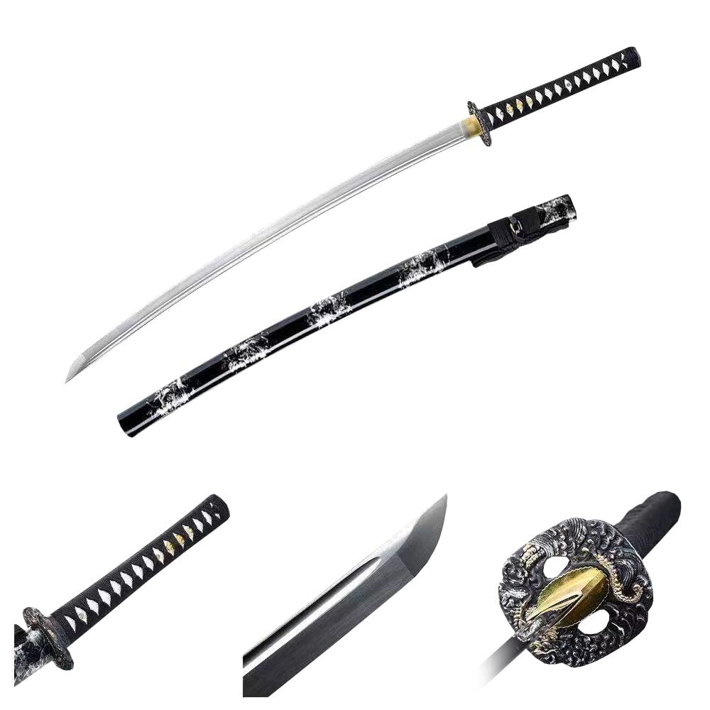 LQDSDJ Black Samurai Japanese Sword-Katana Sword Hand-Forged