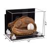 Better Display Cases Acrylic Base and Wall Mountball Catchers Glove Display Case with Mirror Case, White Risers, Clear Base and Wall Mount (A011/V16) view 2
