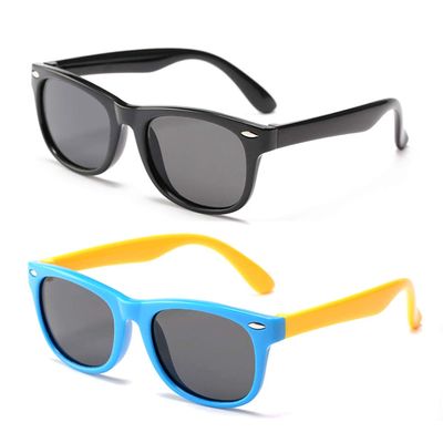 JUSLINK Toddler Sunglasses, Polarized Flexible Boys Girl Baby and Kids Sunglasses Age 2 to 10 (Black+Blue)
