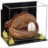 Better Display Cases Acrylic Base and Wall Mountball Catchers Glove Display Case with Mirror Case, Yellow Risers, Clear Base and Wall Mount (A011/V16) view 1