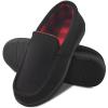 DL Men's Memory Foam Moccasin Slippers Breathable Moccasin Slippers Micro Wool House Shoes Anti-Slip Sole Indoor Outdoor, Black, 10 view 1