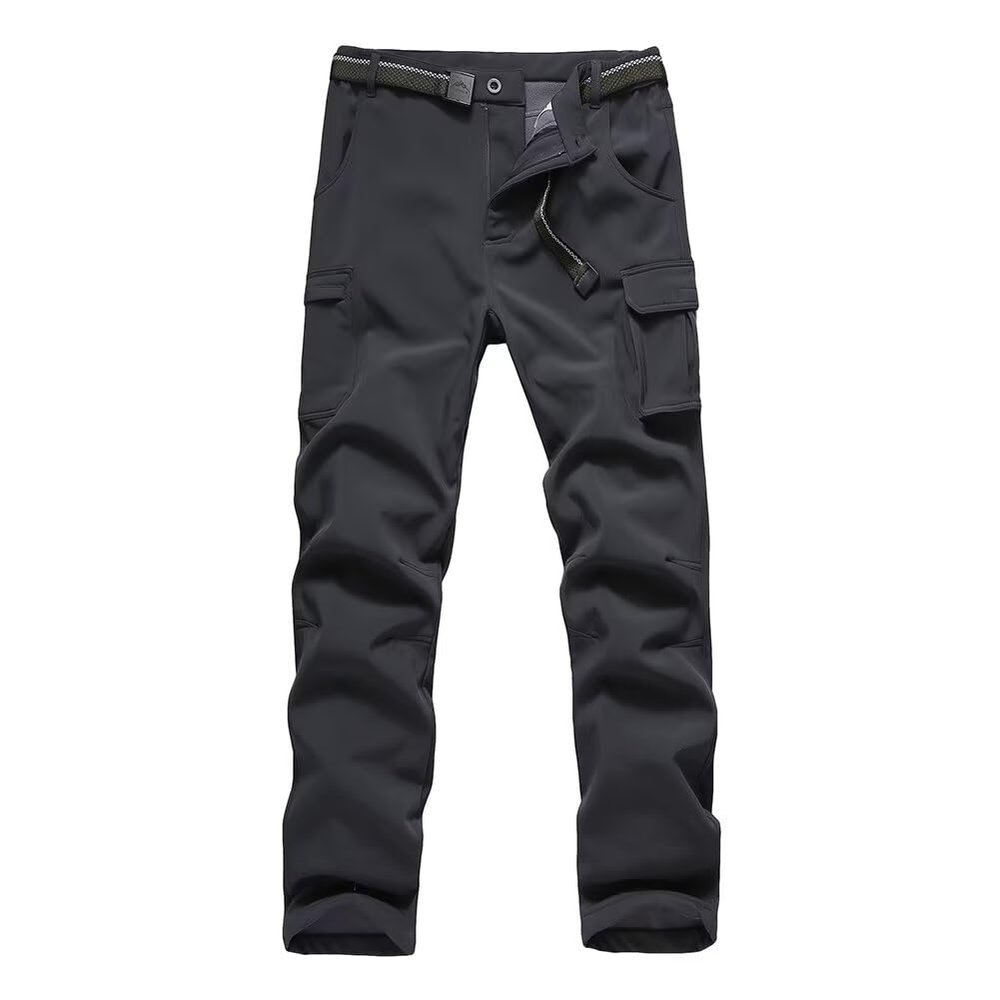 JOMLUN Boy's Fleece Lined Hiking Pants Waterproof Windproof Warm Soft Shell Outdoor Cargo Pants Snow Ski Walking Trousers