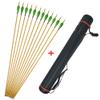 10pcs Carbon Arrows Hunting Carbon Fiber Arrow Spine 900 Target Shooting Arrow with 3inch Turkey Feather and Arrows Quiver for Compound Recurve Bow (Green, 10pcs Arrows+Arrow Quiver) view 2