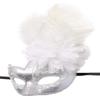 Awlsyj Women's Feather Masquerade Mask Venetian Halloween Mardi Gras Costumes Party Ball Prom Mask (Couple Silver White) view 3