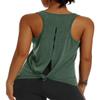 Muzniuer Womens Workout Tank Tops-Open Back Yoga Tank Tops Running Activewear Loose Fit Soft Shirts for Women Green S view 1