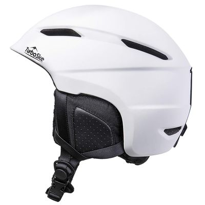 TurboSke Ski Helmet, Snowboard Helmet Snow Sports Helmet, Audio Compatible Helmet for Men, Women and Youth (L, White)