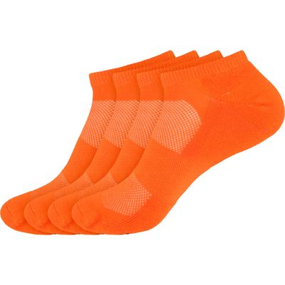 BambooMN Men's Women's Unisex Rayon from Bamboo Fiber Colored Sports Superior Wicking Athletic Ankle Socks - Orange - 4 Pairs, Medium