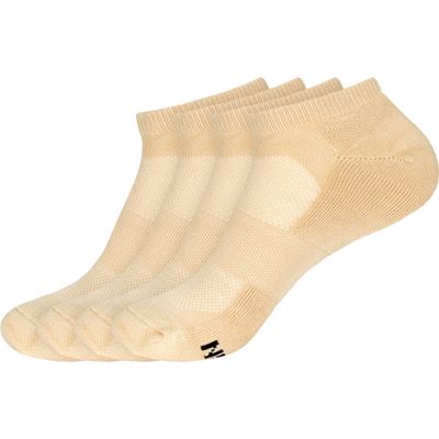 BambooMN Men's Women's Unisex Rayon from Bamboo Fiber Colored Sports Superior Wicking Athletic Ankle Socks - Tan - 4 Pairs, Medium