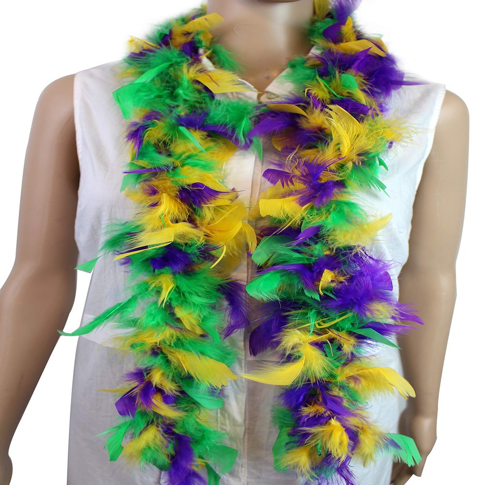 Flydreamfeathers Great for Party, Wedding, Halloween Costume, Christmas Tree, Decoration (Mardi Gras(yellow, purple, green))