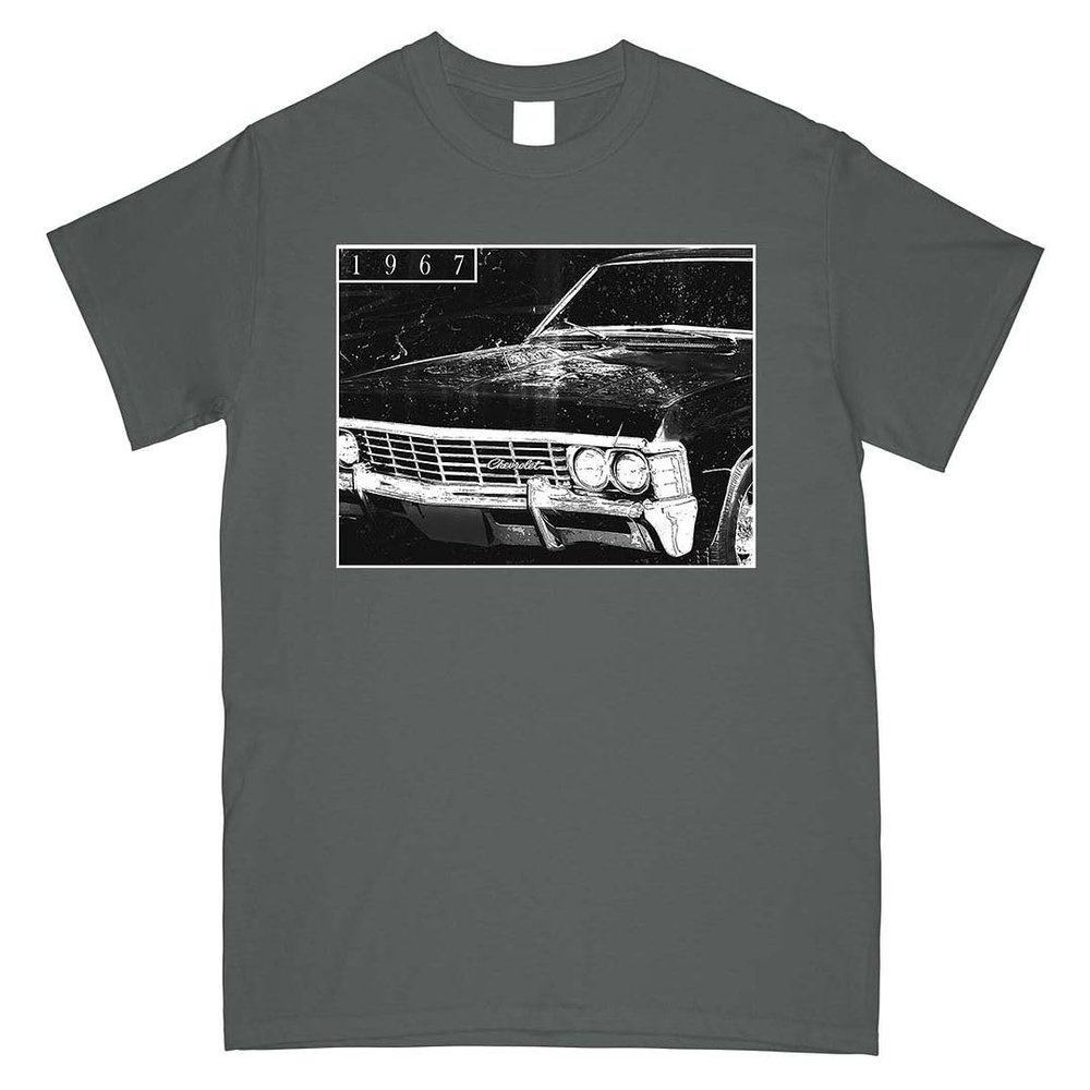 1967 Impala T-Shirt Mens Classic Muscle Car Enthusiast Shirt Charcoal
