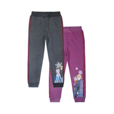 Disney Frozen Elsa and Anna Girls 2 Pack Pants for Toddler and Little Kids Purple