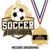Crown Awards 2 1/4" Royal Soccer Medals, Shiny Gold Soccer Medal with Free Engraving, 100 Pack view 2