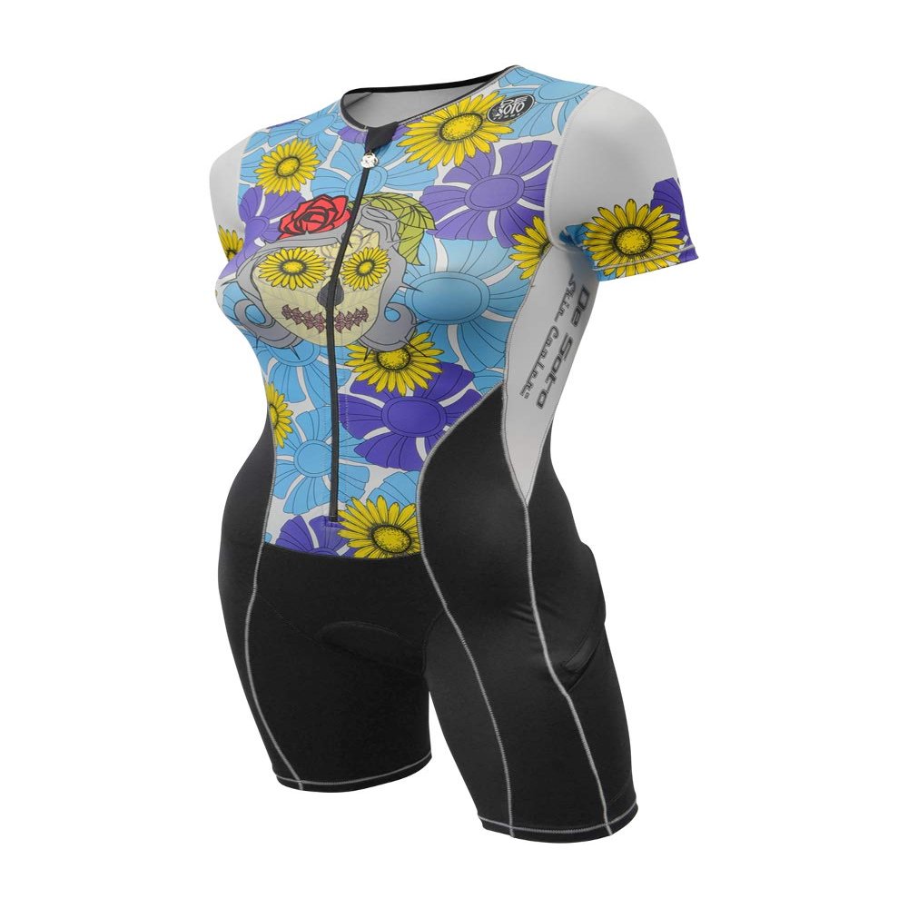 De Soto Femme Sneak-A-Poo Riviera Flisuit - WRTTS3 (Flower Femme Skull, Small)