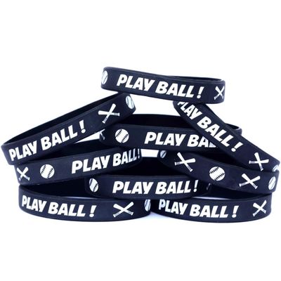 15 of Youth Size Play Ball Wristbands with Bats Silicone Wristbands