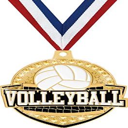 Crown Awards 2 1/4" Royal Volleyball Medals, Shiny Gold Volleyball Medal with Free Engraving, 50 Pack Prime