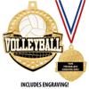 Crown Awards 2 1/4" Royal Volleyball Medals, Shiny Gold Volleyball Medal with Free Engraving, 50 Pack Prime view 2