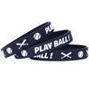 3 of Youth Size Play Ball Wristbands with Bats Silicone Wristbands